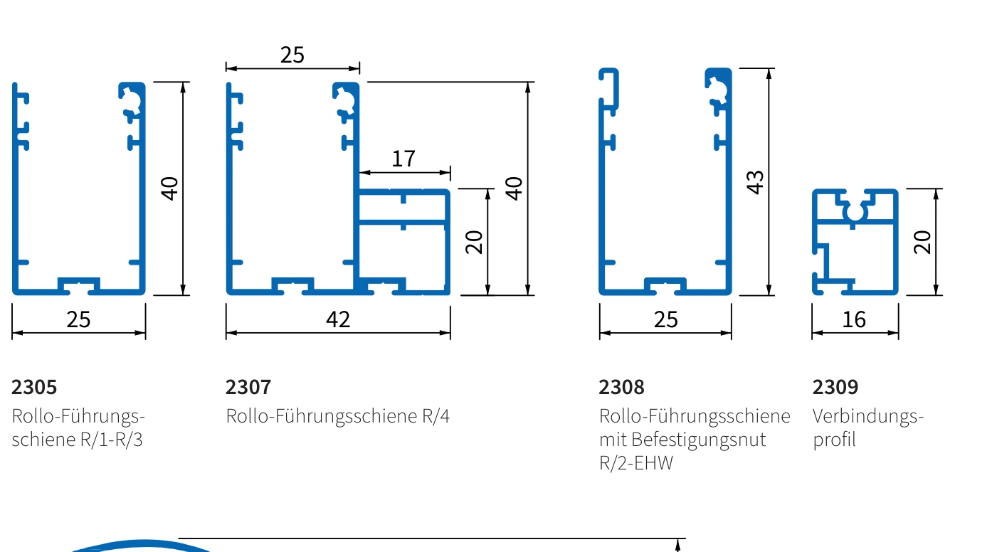 Führungsprofile für Rollos