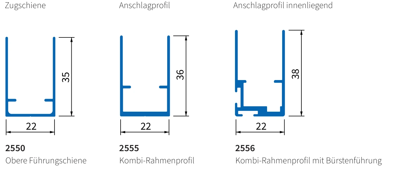 Kombi-Rahmenprofile für Plissees