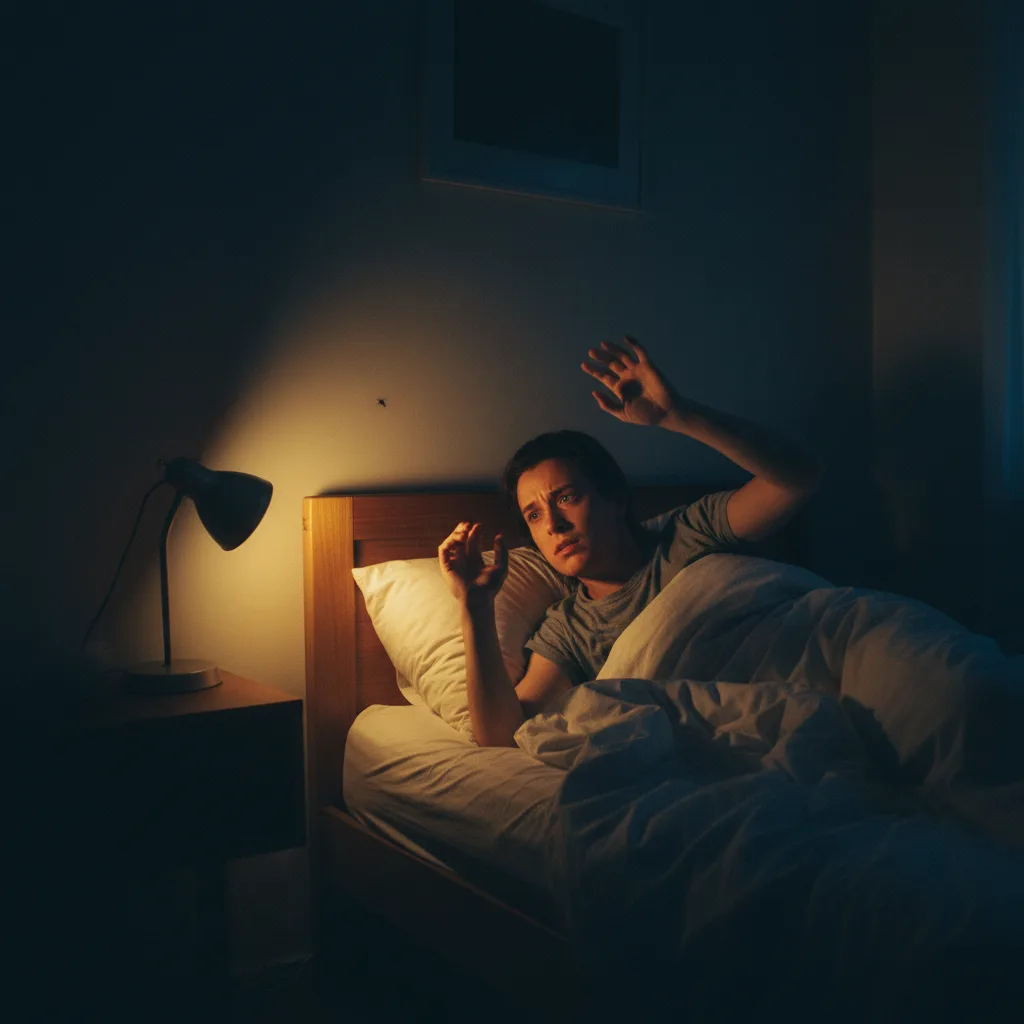 Eine Mücke stört die Nachtruhe im Schlafzimmer