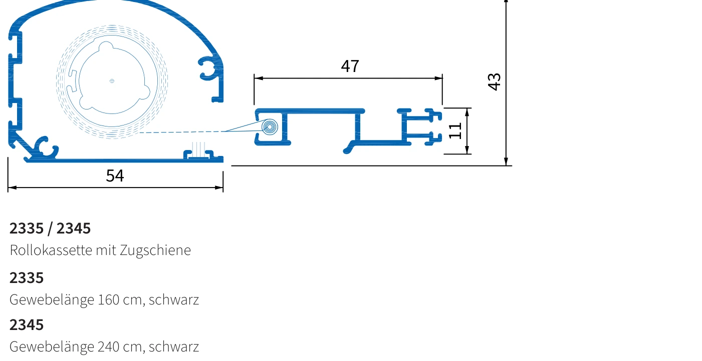Rollokassette und Zugschiene