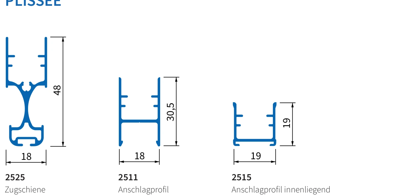 Zugschiene und Anschlagprofile