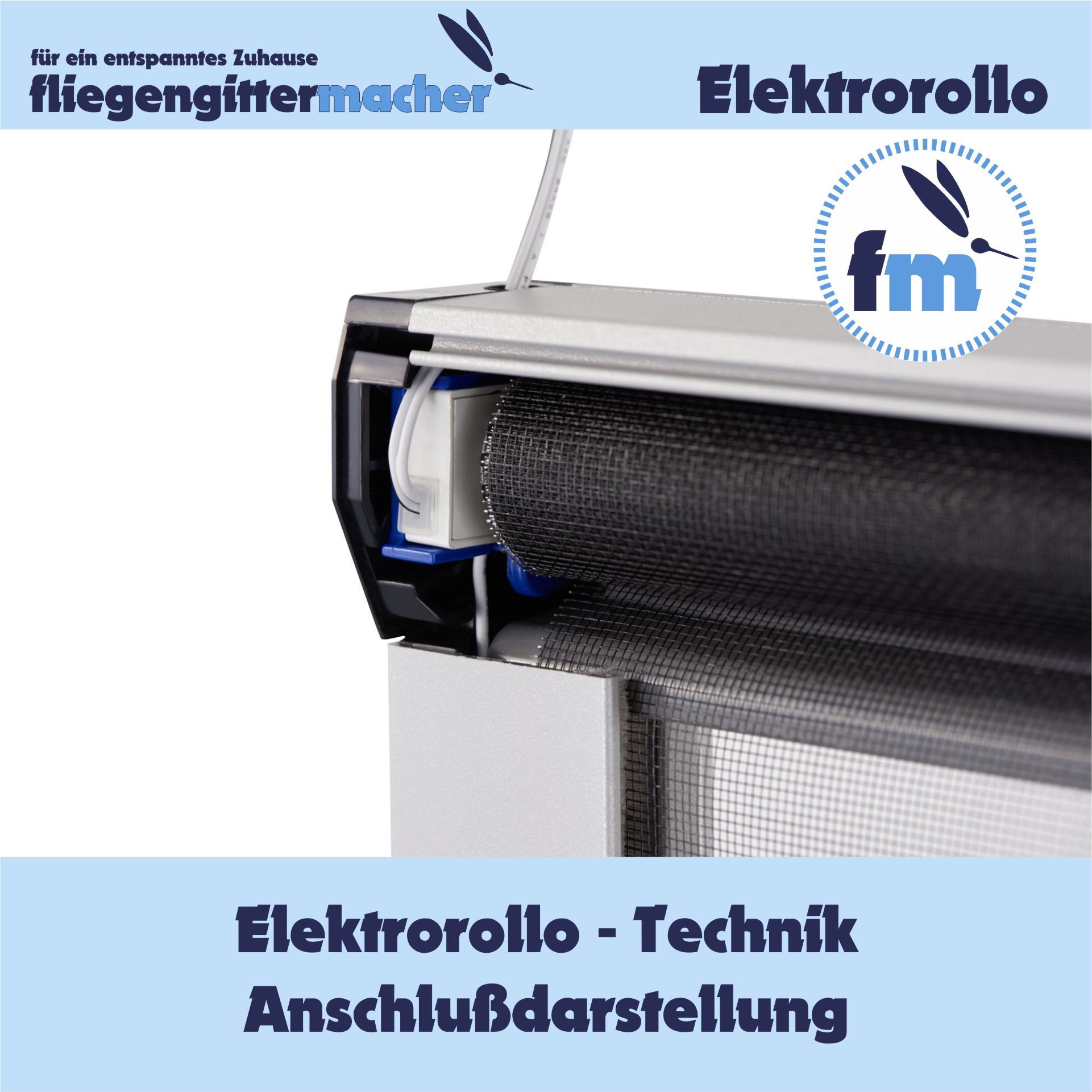 Insektenschutz Elektrorollo mit Smartantrieb | www.fliegengittermacher.de | Fliegengitter nach Maß